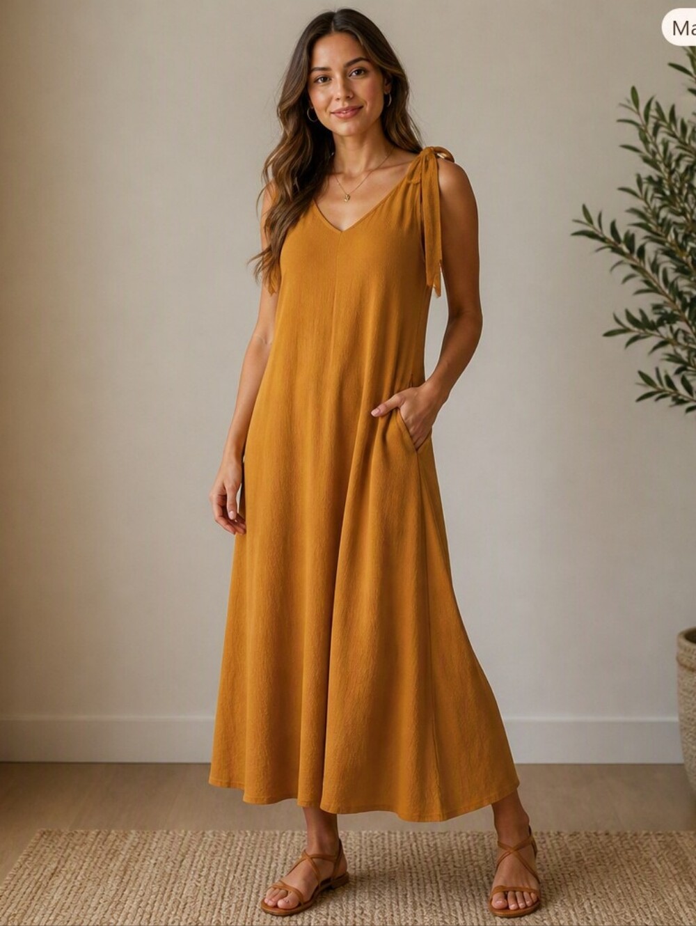 Penningtons Rust Brown Tie-Shoulder Maxi Dress